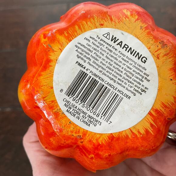 Ceramic Pumpkin Candle Holder Jack O Lantern Votive Tea Light Chelsea Home VTG - Picture 6 of 9